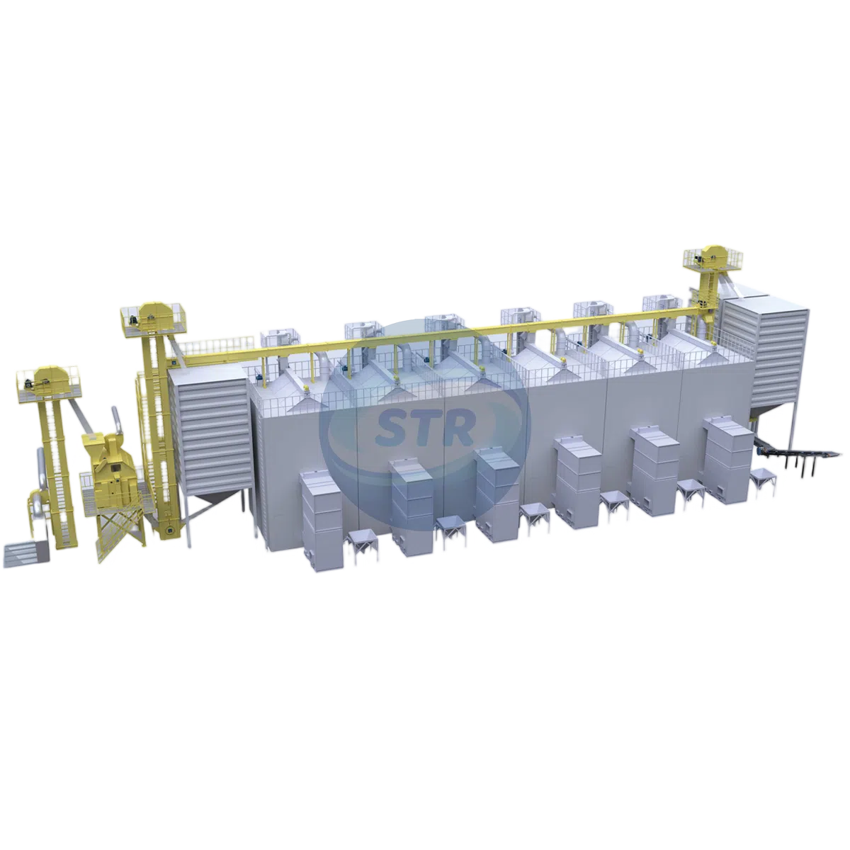 Sistem pengeringan gabah 210 ton batch berbentuk lini lengkap